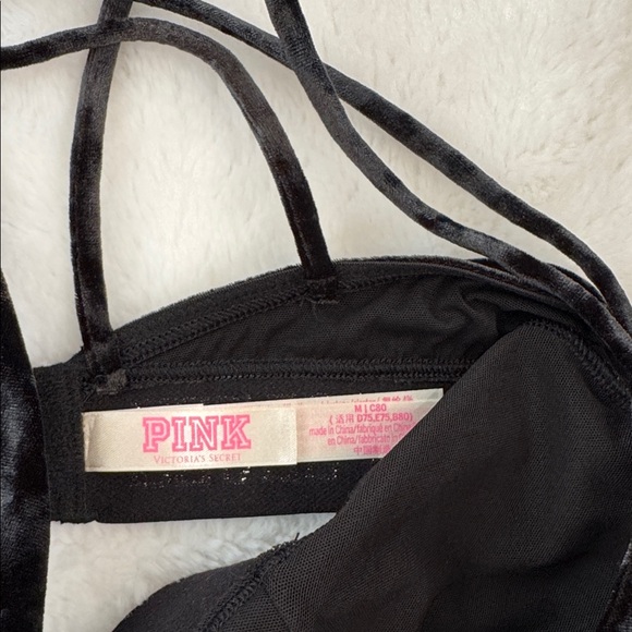 PINK Victoria's Secret Black Velvet Bralette Size M - Picture 5 of 6